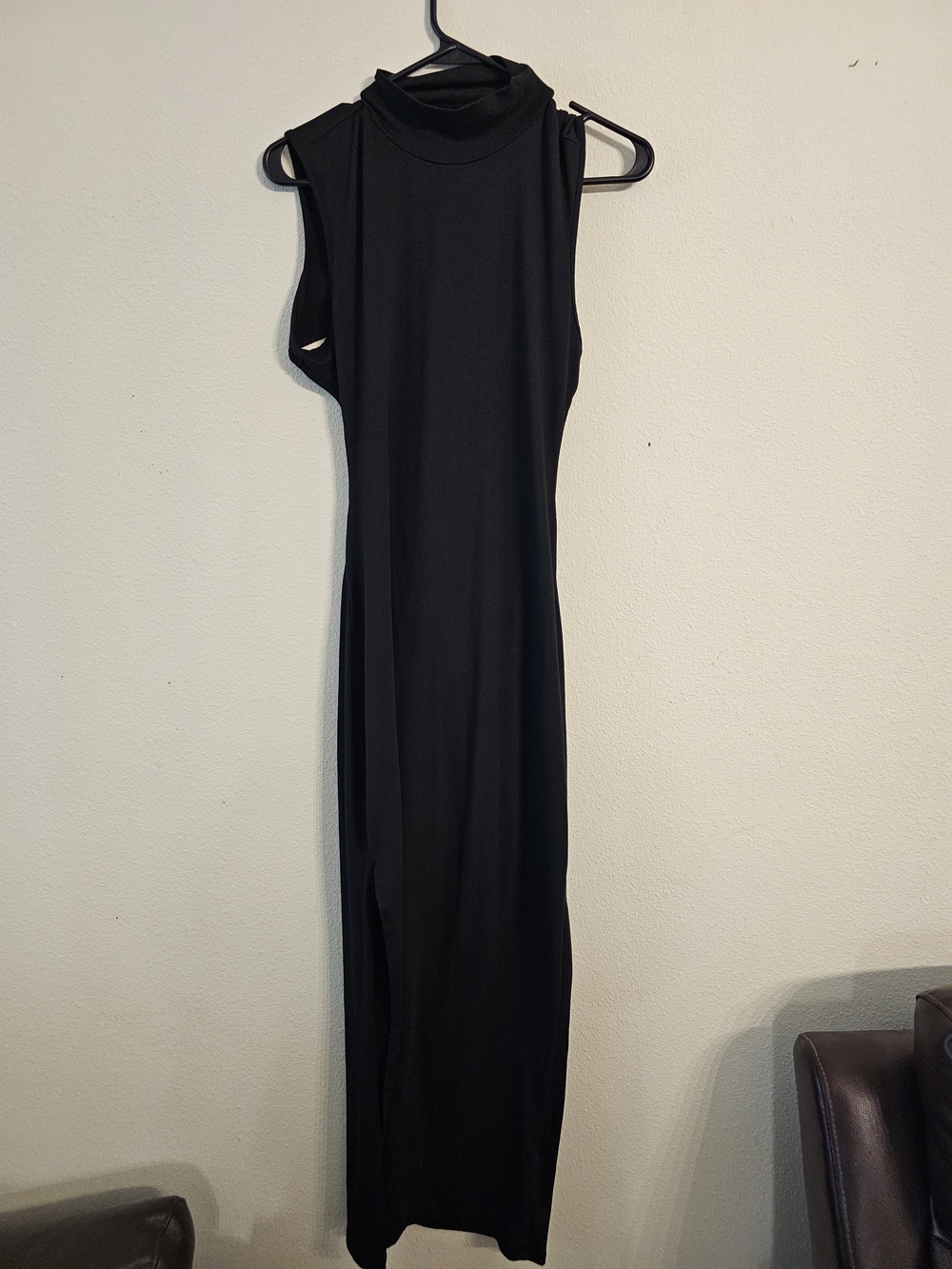 SHEIN Black Sleeveless Mock Neck Maxi Dress